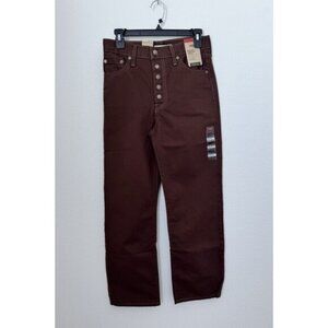 Levi's Women's Brown Ribcage Straight Ankle Jeans Super High Rise Button Fly 26